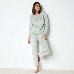 Blancheporte Zamatové pyžamo s trblietavými detailmi zelenkastá 50